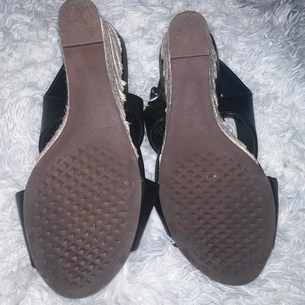 Aerosoles Black Wedge Sandals